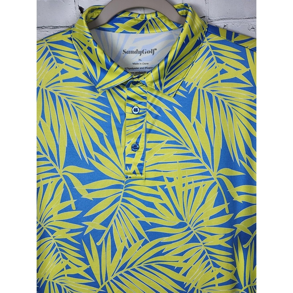 Sandy Dri Fit Stretch Polo Golf Shirt Men's Sz XL Poly & Spandex Multi-Color Top